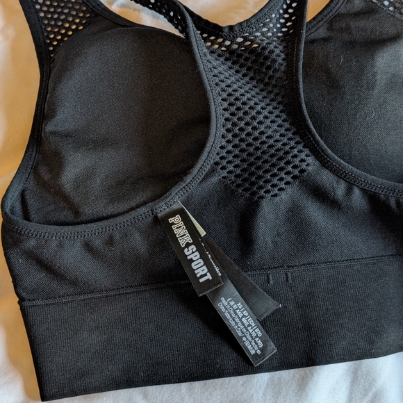 💥SALE💥 PINK Victoria's Secret Mesh Detail Black Sports Bra X-small - Picture 3 of 3